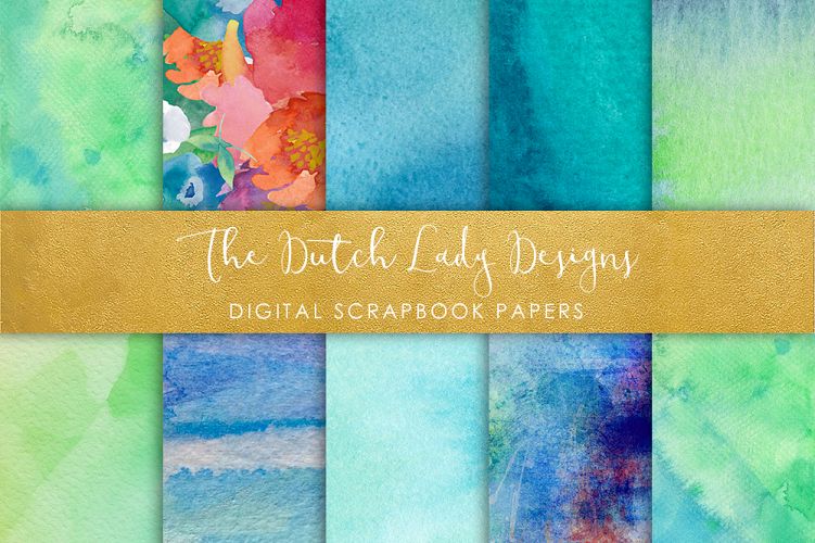 Artistic Aqua Watercolor - Scrapbook Papers