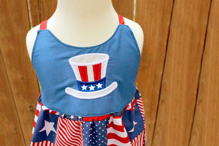 Uncle Sam Hat 4th of July Applique Embroidery Design