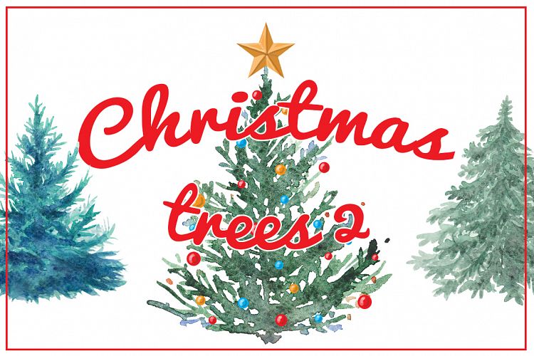 Watercolor Christmas trees 2