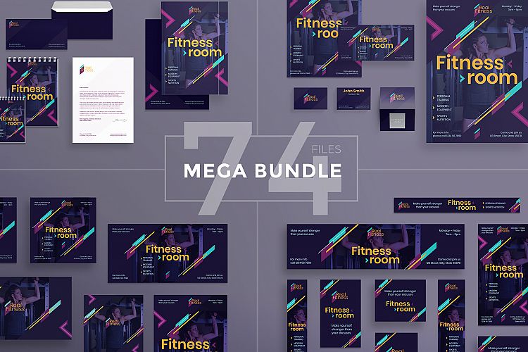 Fitness Workout Gym Training Design Templates Bundle