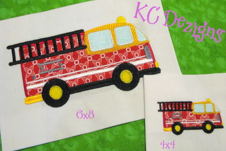 Fire Engine Machine Applique Embroidery Design