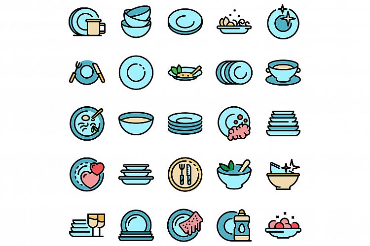 Plate icons set vector flat example image 1