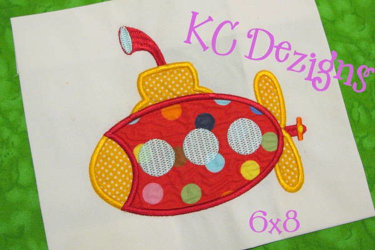 Submarine Machine Applique Embroidery Design
