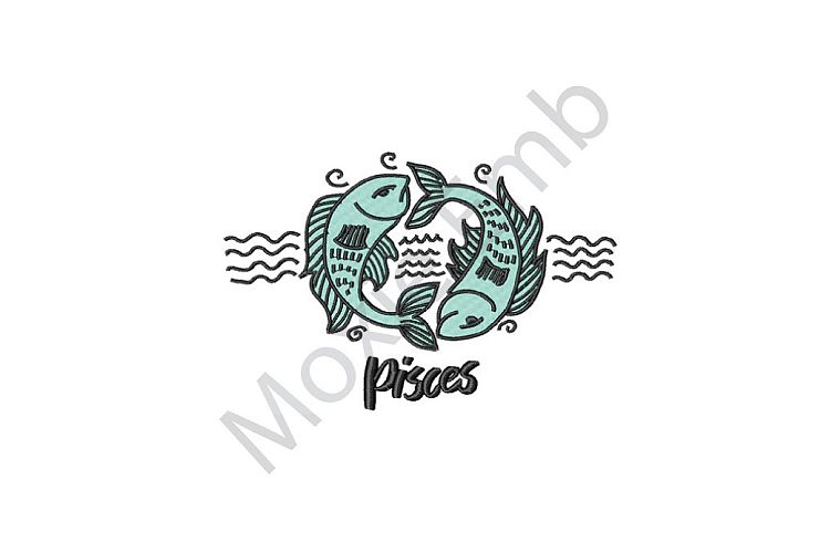 Pisces Machine Embroidery Design, Zodiac, Horoscope Embroidery Design