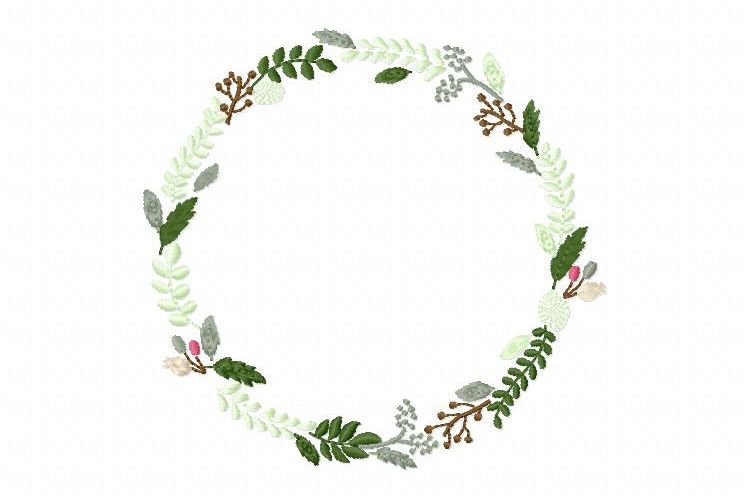 Floral Wreath Leaves Wreath Font Frame Design - EMBROIDERY DESIGN FILE - Instant download - Vp3 Hus Dst Exp Jef Pes format hoop 4x4 5x7 6x10