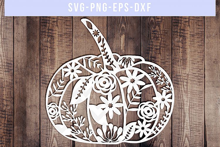 Pumpkin SVG Cut File, Autumn Papercut Template, DXF EPS PNG
