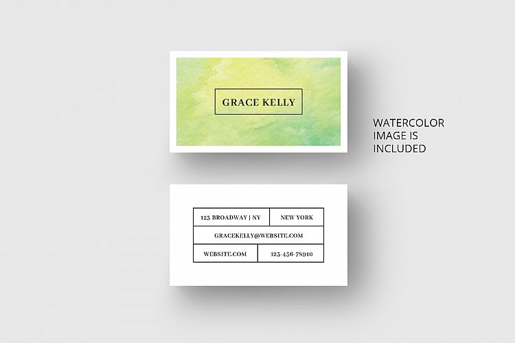 Business card template with watercolor
