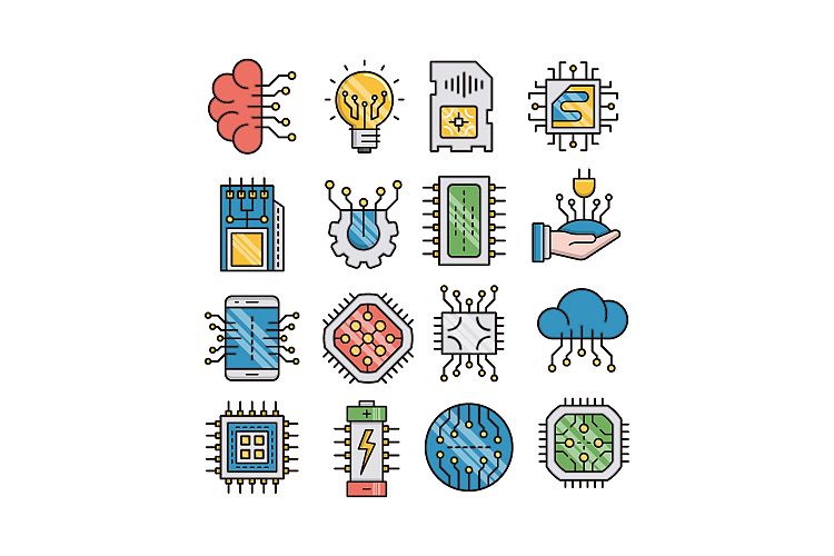 Electronics icons set