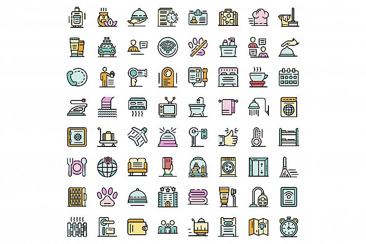 Room service icons set vector flat example image 1