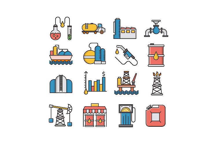 Oil industry icons set