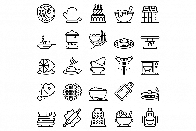 Homemade food icons set, outline style example image 1