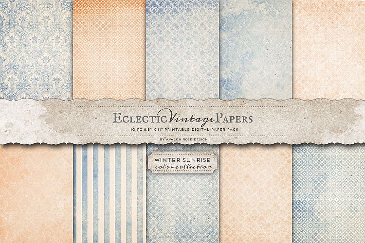 Vintage Printable Papers - Winter Sunrise