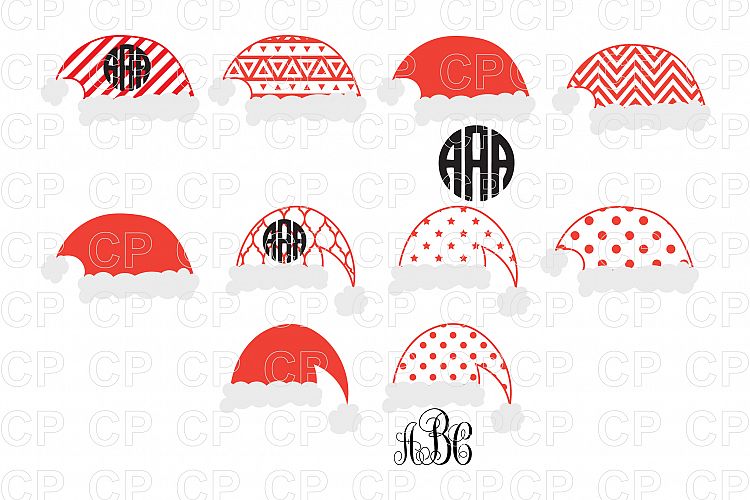 Santa Hats Bundle SVG Cut Files, Santa Hats Clipart