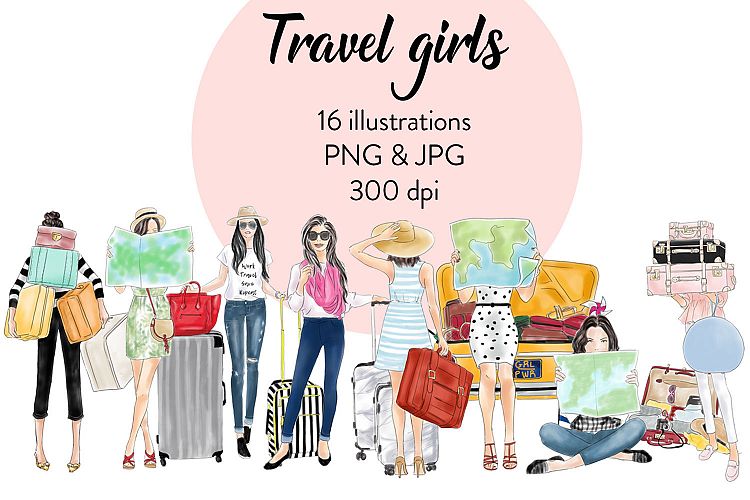 Travel girls fashion clipart