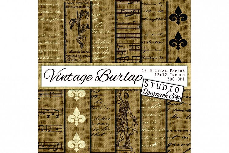 Vintage Burlap Digital Paper - 12 Pack