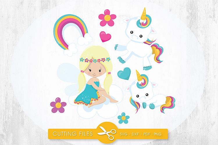 Unicorn Fairy cutting files svg, dxf, pdf, eps included - cut files for cricut and silhouette - Cutting Files SG