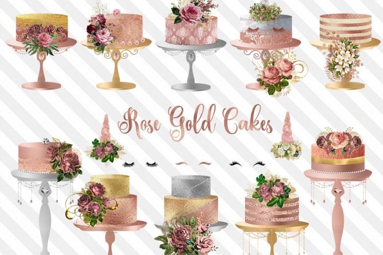 Rose Gold Unicorn Cakes Clipart example image 1