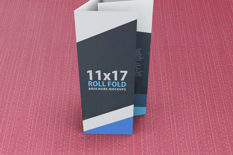 11x17 Four Panel Roll Fold Brochure Mockup