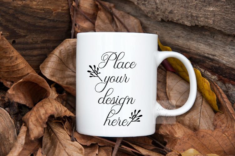 White coffee mug mockup rustic autumn fall september october