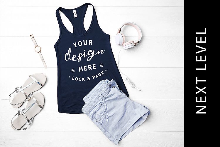 Midnight Navy Next Level 1533 Vest Mockup Tank Top Racerback