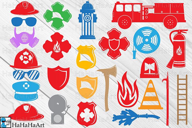 Fireman Monogram Designs - Clip art / Cutting Files - 60c
