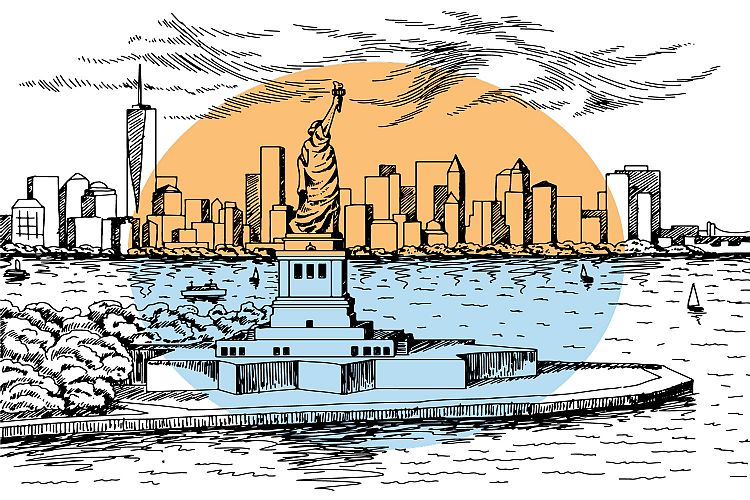 New York City line art illustration vector