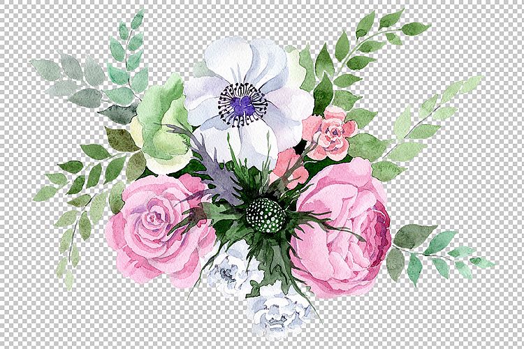 Bouquet of yellow irises PNG watercolor set