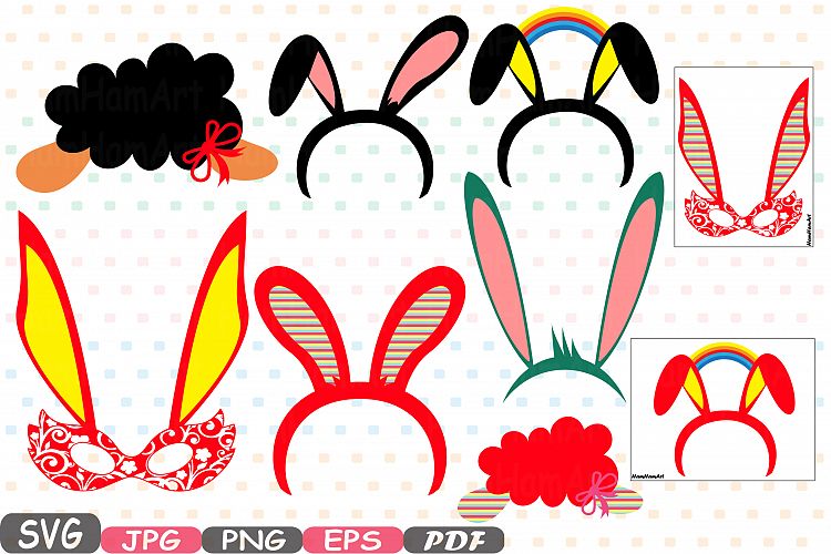 Easter Props Props Photo Booth Cutting Files svg Party Happy Easter SVG Bunny Mask easter rabbit props party decorations school tshirt -17p