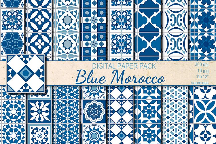 Blue Morocco Ethnic seamless patterns