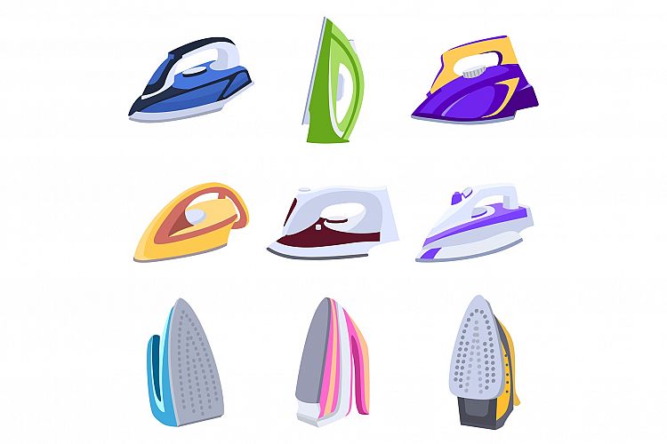 Smoothing-iron icons set, cartoon style example image 1