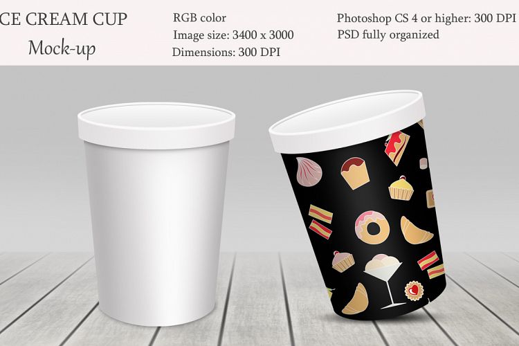 Ice cream cup mockup. Package mockup.