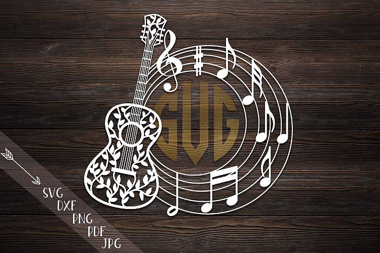 Musical note floral zentagle guitar monogram vinyl paper cut