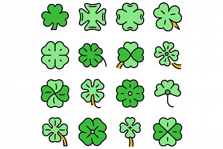 Clover icons set vector flat example image 1