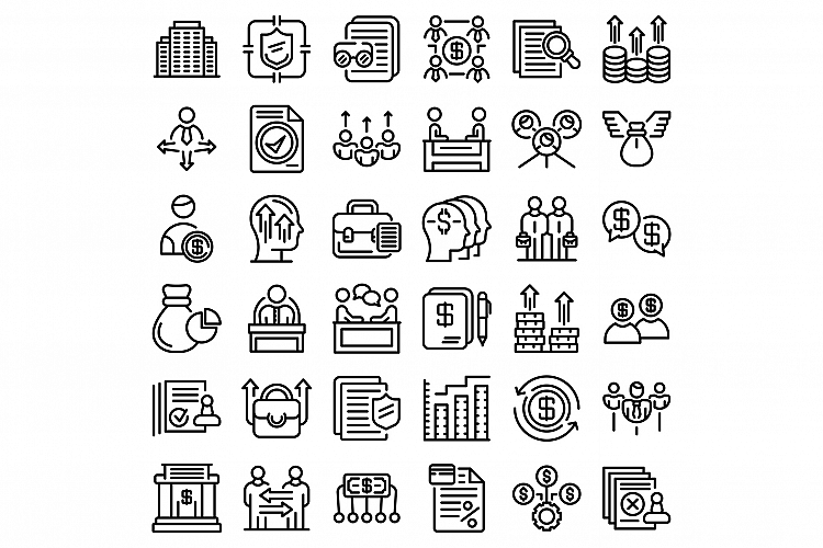 Shareholder icons set, outline style example image 1