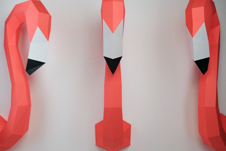 Papercraft Flamingo, Papercraft Pink Flamingo, 3D Paper Craft Sculpture, Paper Bird, Origami Bird, Decor DIY, 3D papercraft, low poly statue