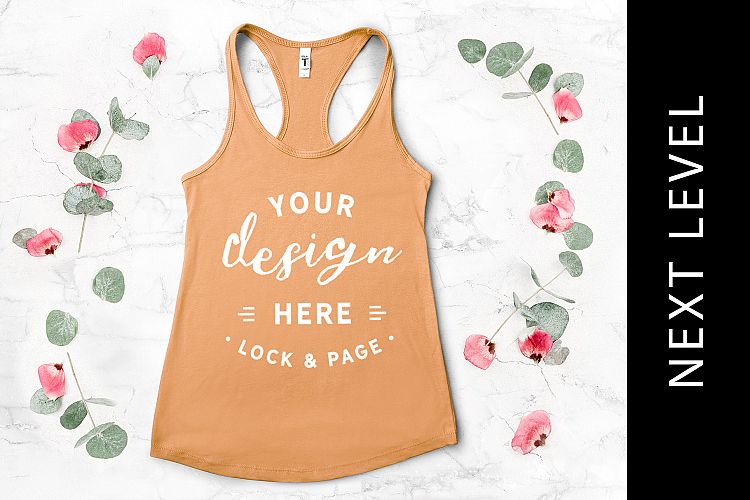Light Orange Next Level Mockup 1533 Muscle Top Flat Lay Gym