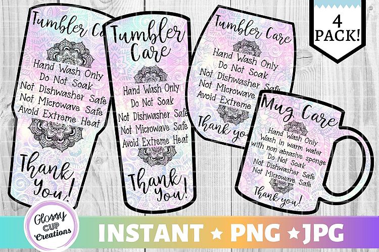tumbler care card pack png print and cut paisley 423384