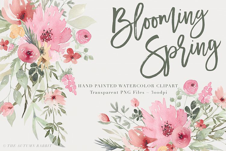 Watercolor Floral Clipart - Blooming Spring example image 1