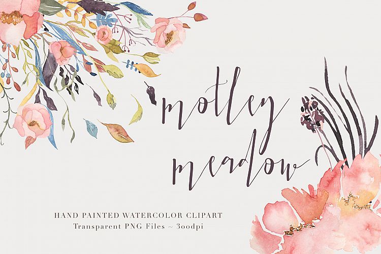 Watercolor Floral Clipart - Motley