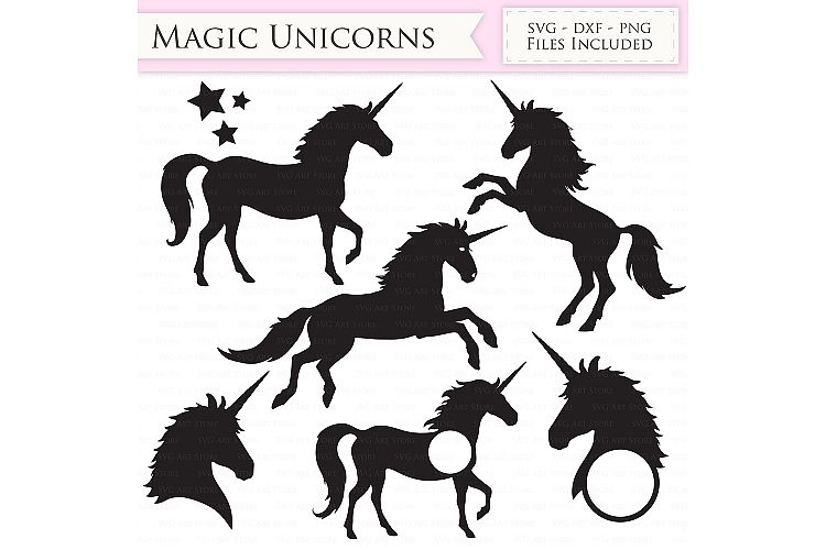 Magic Unicorns SVG Files - Jumping Unicorns, Unicorn head monogram cut