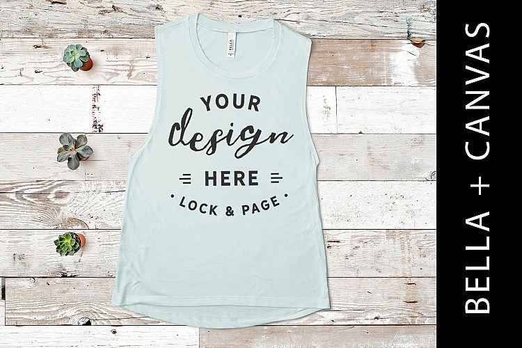 Mint Bella Canvas 8803 Mockup Tank Muscle Top Vest Flat Lay