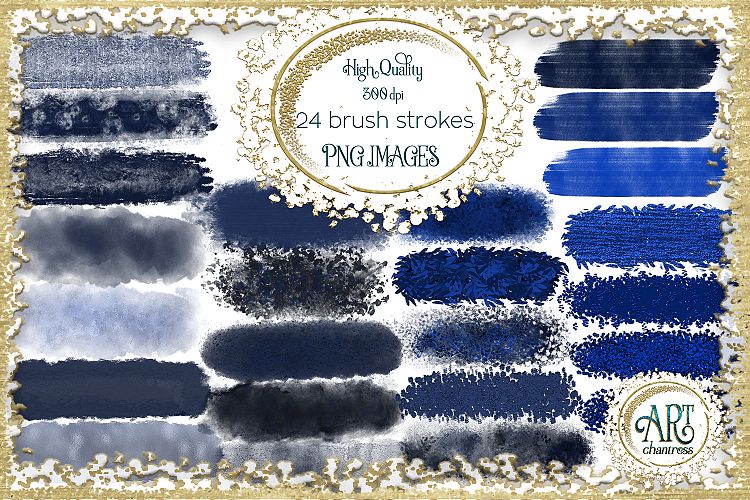 Nautical Navy Blue Brush Strokes 24 PNG - transparent background images