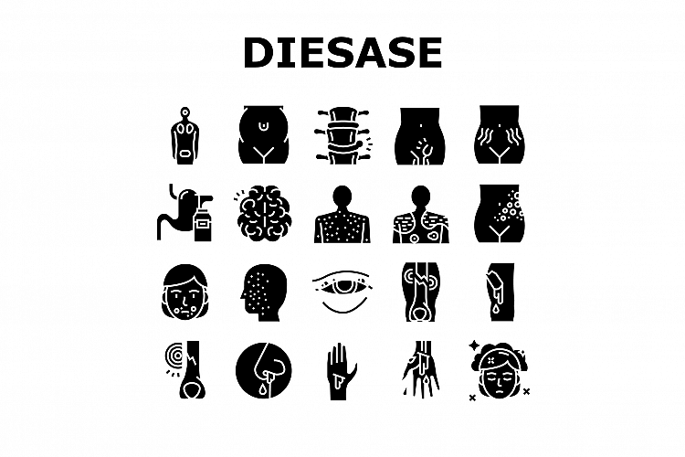 Disease Health Problem Collection Icons Set Vector example image 1