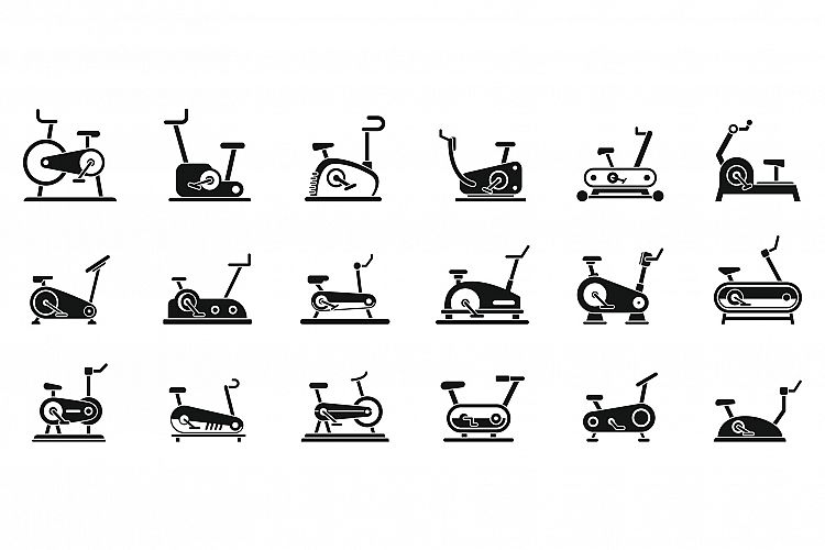 Sport exercise bike icons set, simple style example image 1