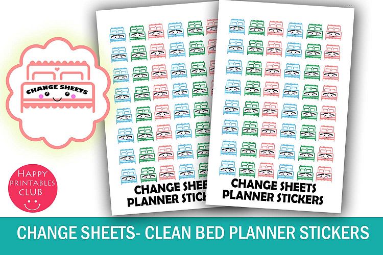 Change Sheets Planner Stickers- Bed Sheet Stickers-Cleaning