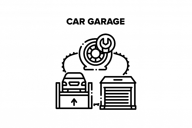 Car Garage Place Vector Black Illustration example image 1