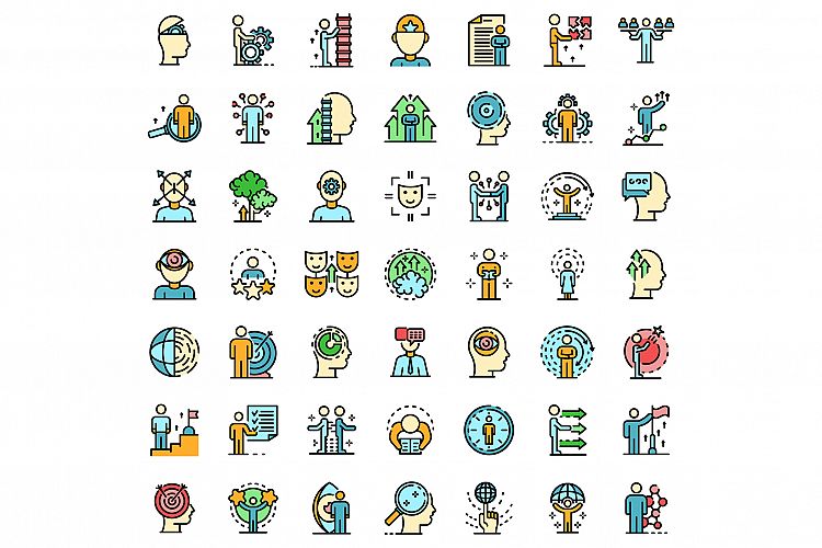Life skills icons set vector flat