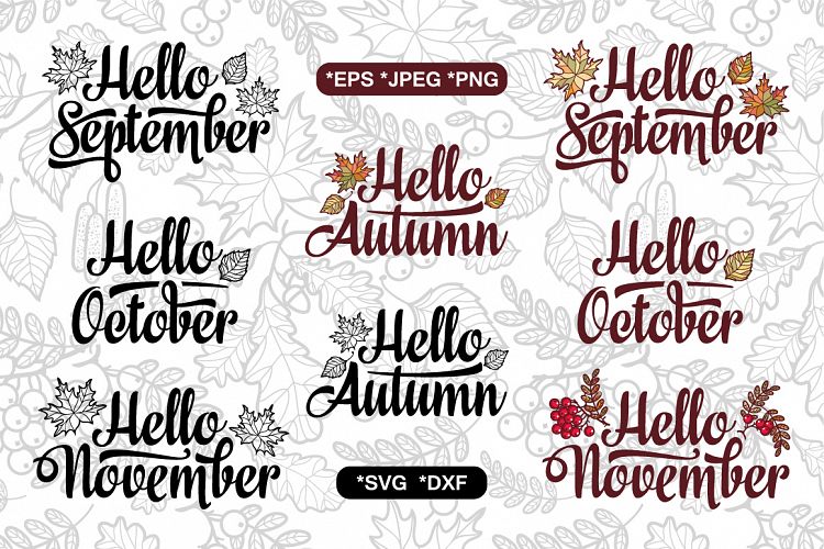 Autumn cutting file. Fall quote. Seamless pattern.