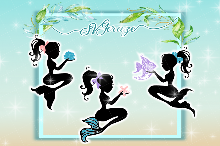 Mermaid SVG, Seahorse SVG, Sealife SVG, Mermaid Silhouette, Sea Life Svg, Water Lily Svg, Angel Fish Svg, Starfish Svg, Mandala Svg