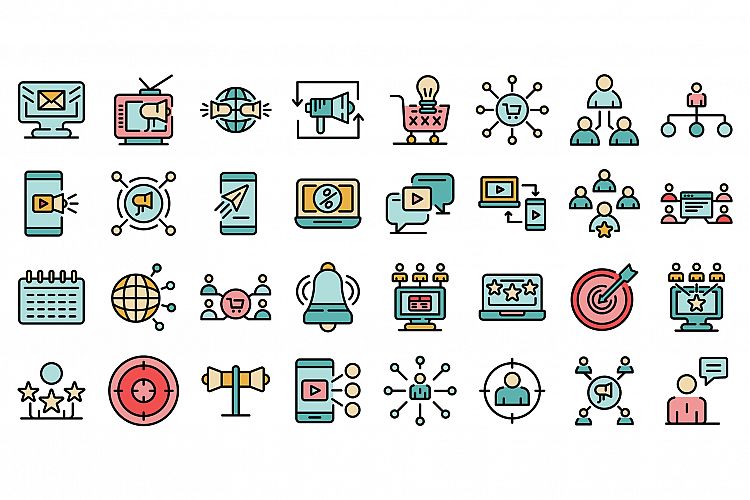 Remarketing icons vector flat